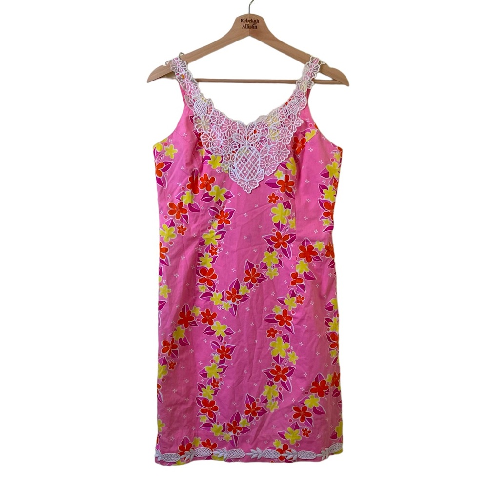 Vintage Lilly Pulitzer Pink Floral & Pineapple Mini Dress in SIZE 8